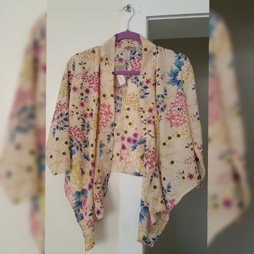 Woven top cardig